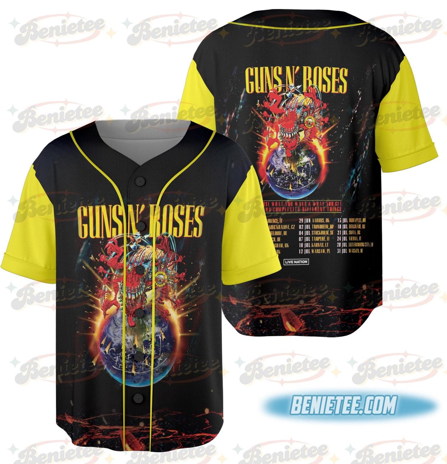 Guns N Roses 2025 European And Middle East Tour Baseball Jersey