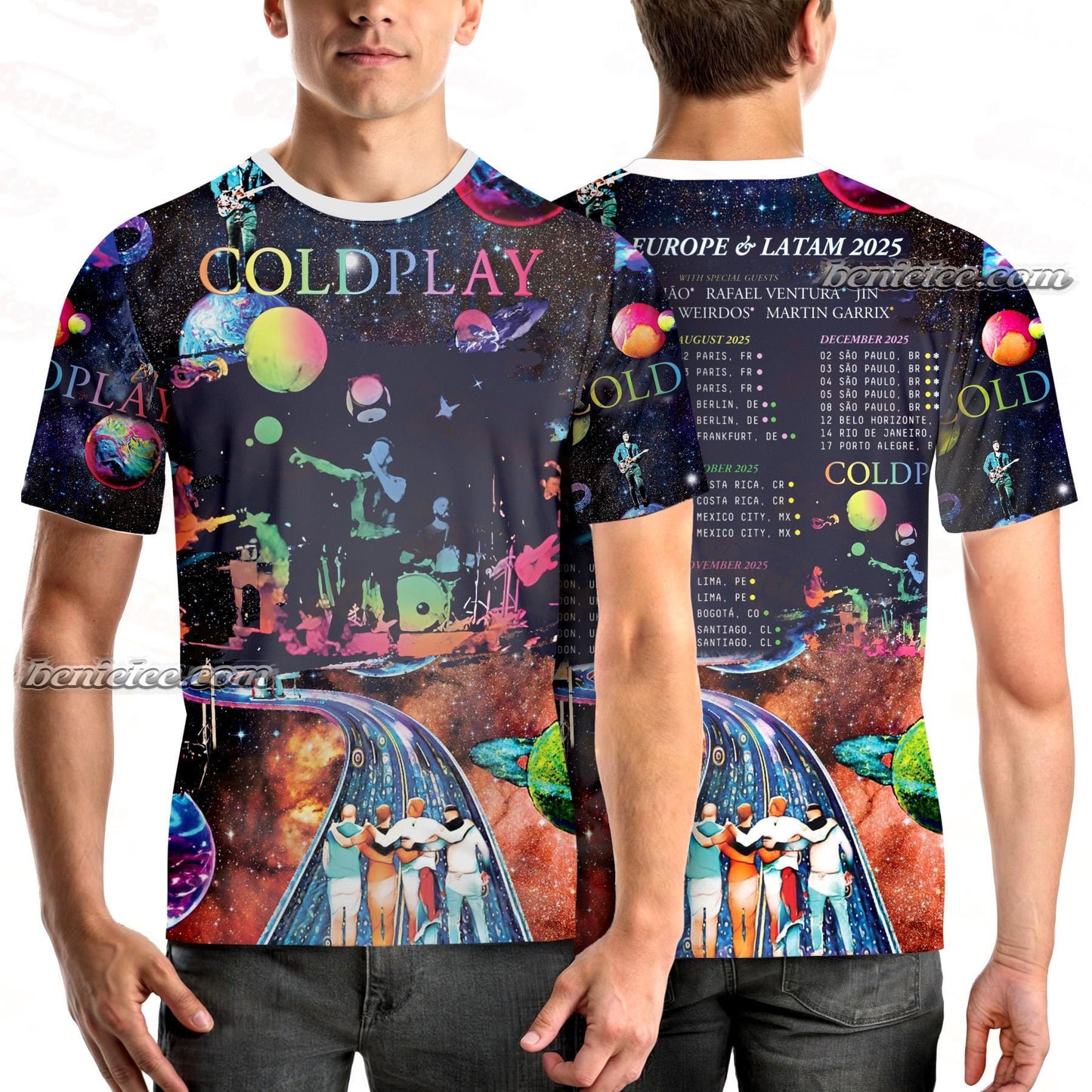 Vintage Coldplay T-Shirt 3D, Music of the Spheres Tour 2025 Shirt, British Rock Band Tee
