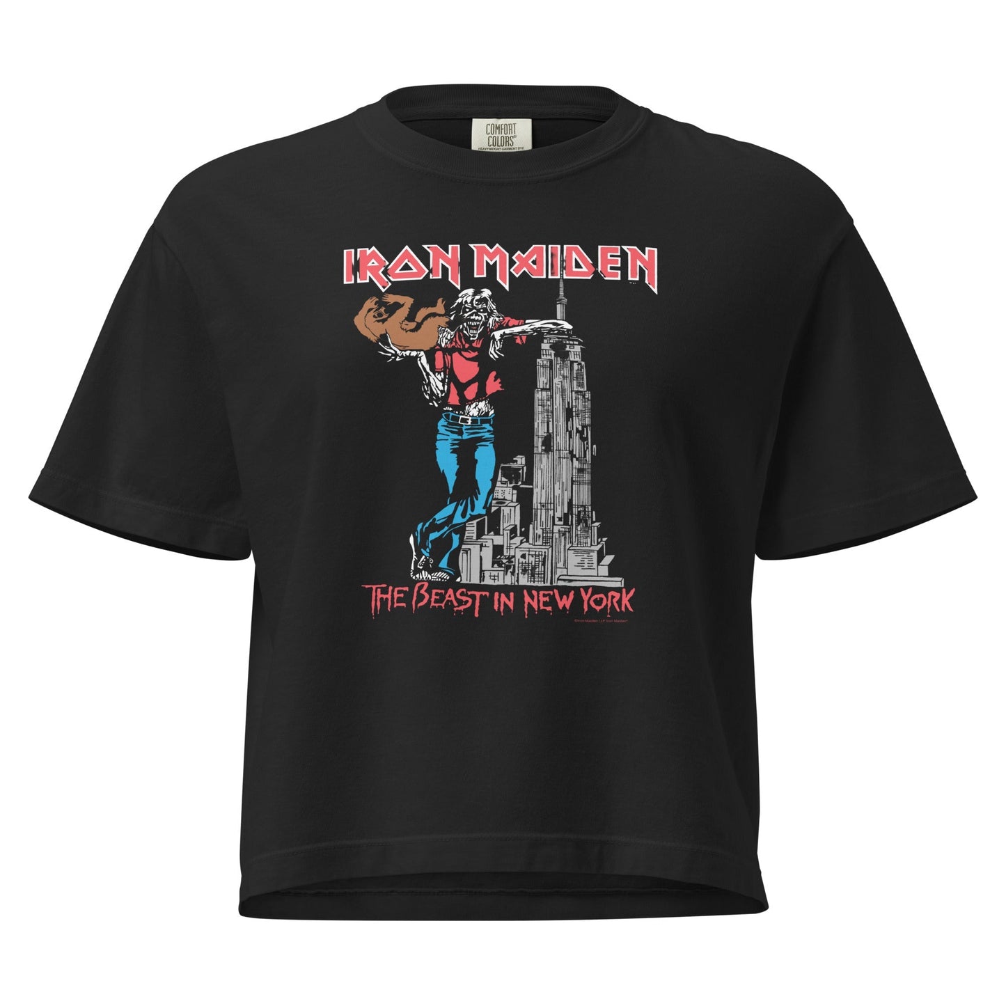 Iron Maiden NYC 1982 Vintage Tour Mineral Wash Womens Crop Tee