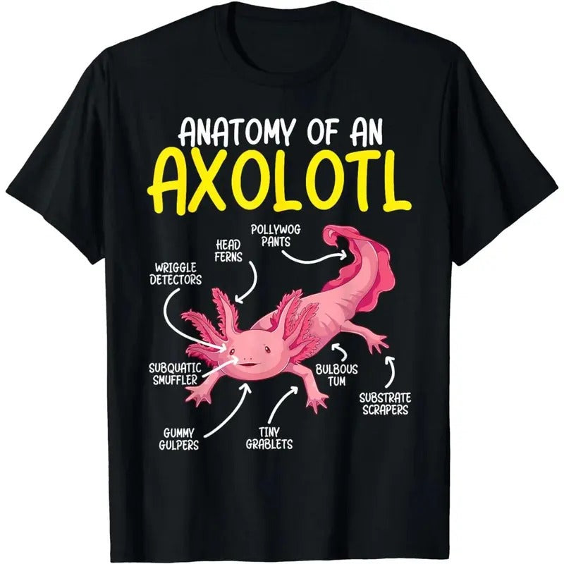 mens Anatomy of an Axolotl Kawaii Salamander Pet Axolotl Lover T-Shirt
