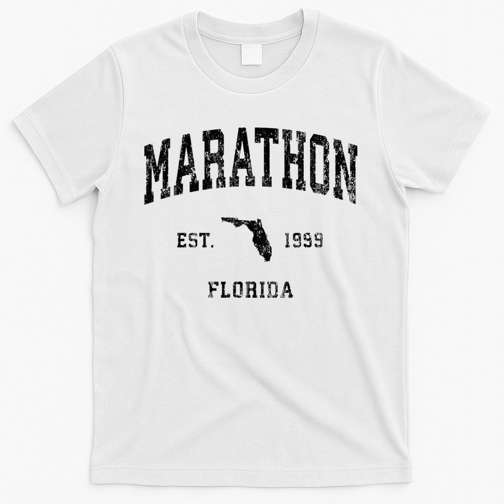 Marathon Florida Fl Vintage Athletic Black Sports Design T-Shirt
