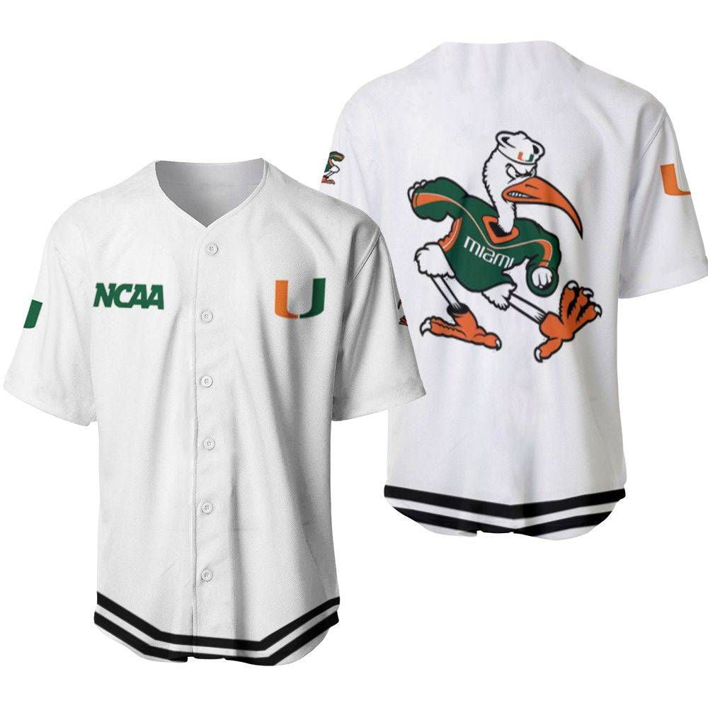 Miami Hurricanes Classic White With Mascot Gift For Miami Hurricanes Fans Baseball Jersey Gifts for Fans - lylyprint.com