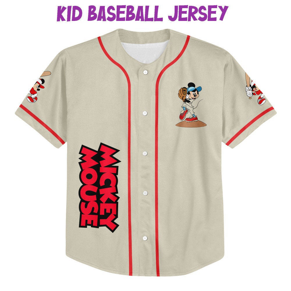 Vintage Disney Mickey Mouse Baseball Jersey: Personalized Sports Gift for Fans - Bafud