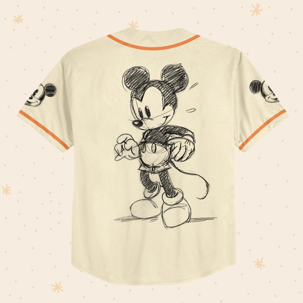 Get Custom Mickey Classic Sketch Baseball Jersey – Personalized for the Ultimate Fan Experience! - Bafud