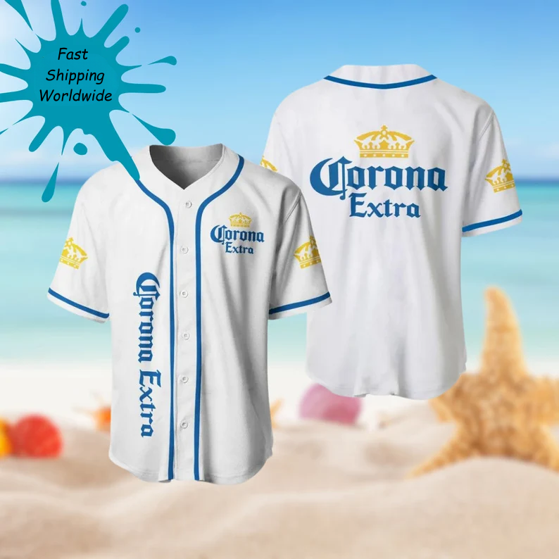 Unique Corona Extra White Baseball Jersey Fast Shipping Worldwide