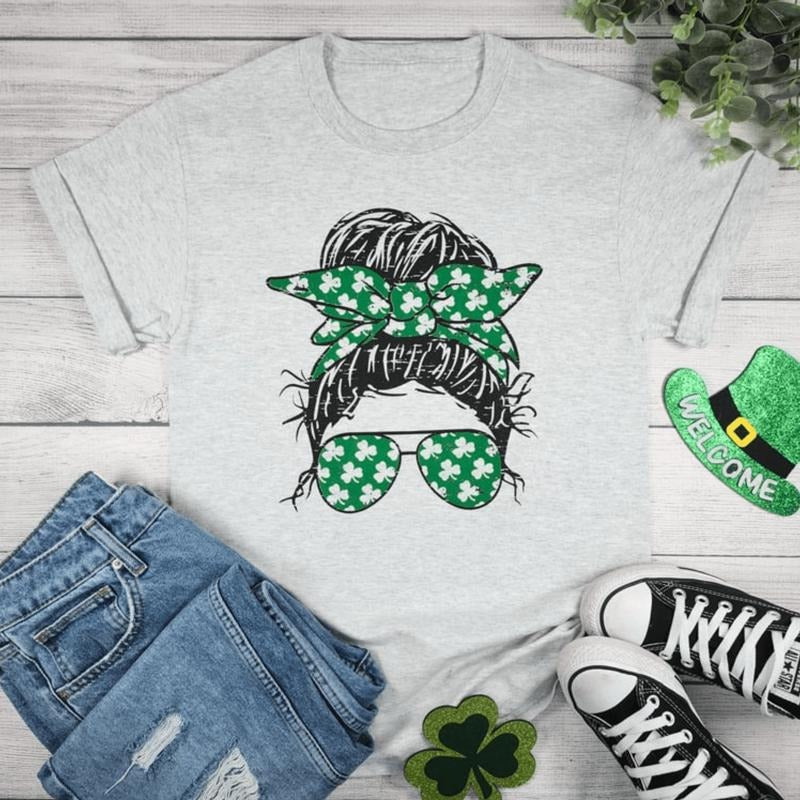 zMessy Bun St. Patrick's Day Graphic Tee