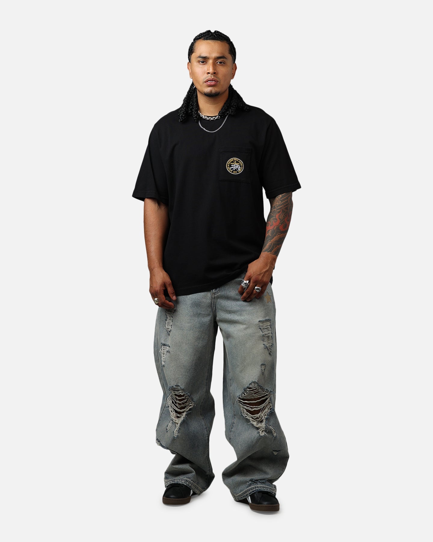 Malbon Citron Pocket T-Shirt Black