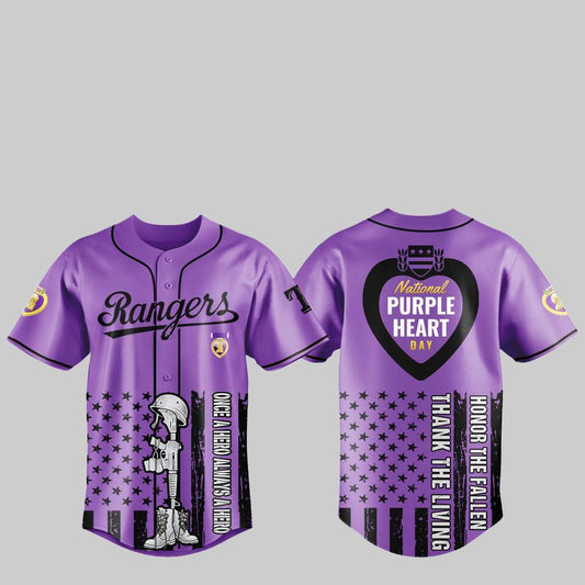 2025 Rangers National Purple Heart Day Jersey - Grishko.com