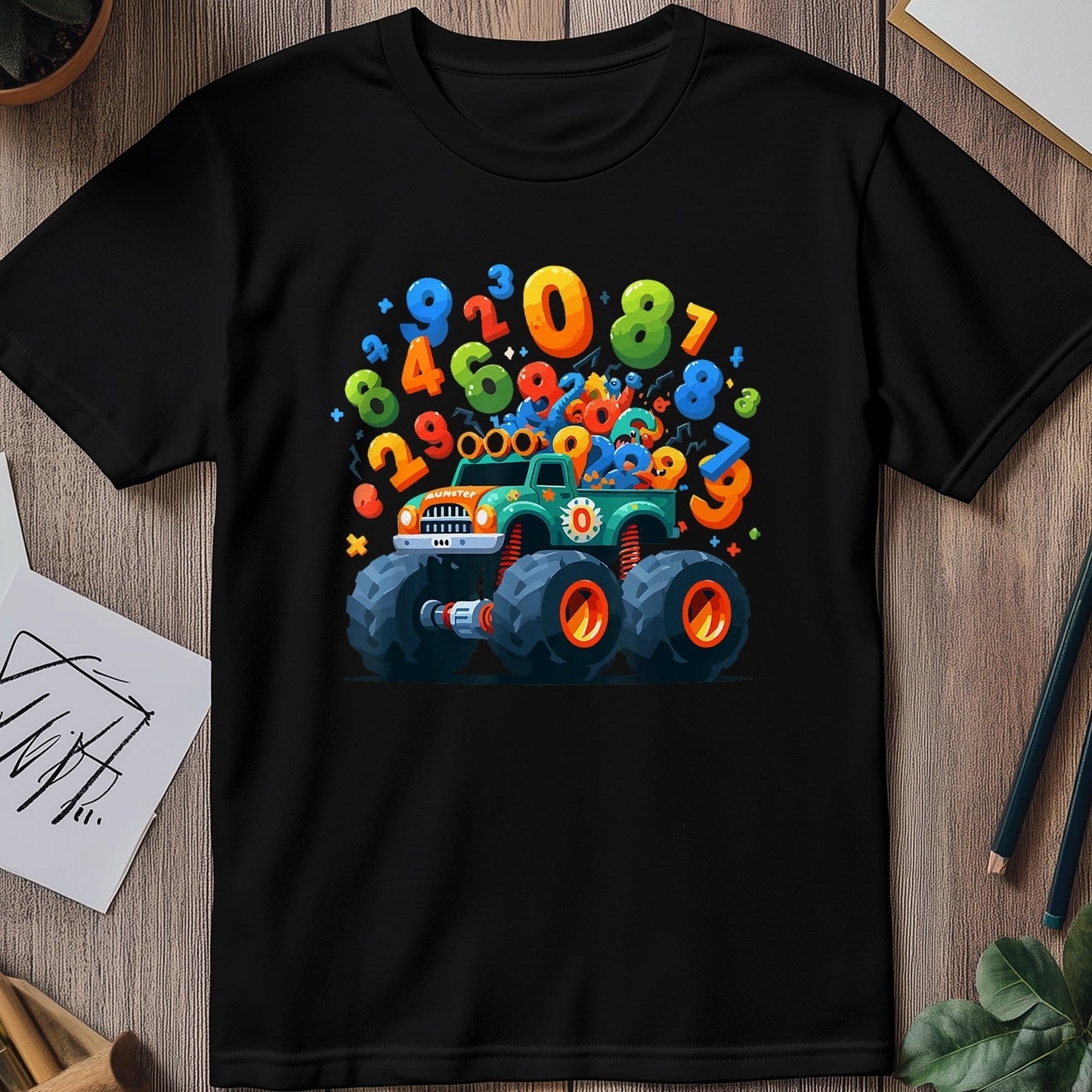 Monster Truck Numbers Day Kids Tee
