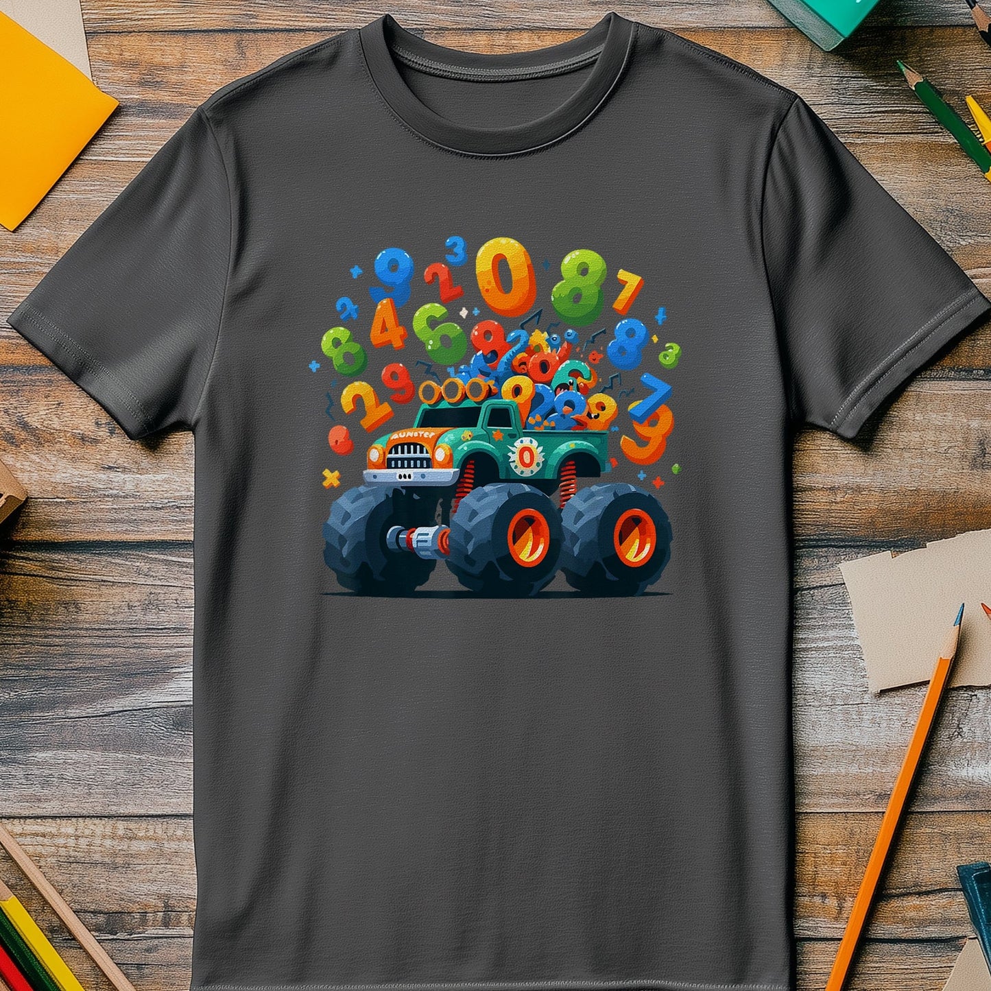 Monster Truck Numbers Day Kids Tee