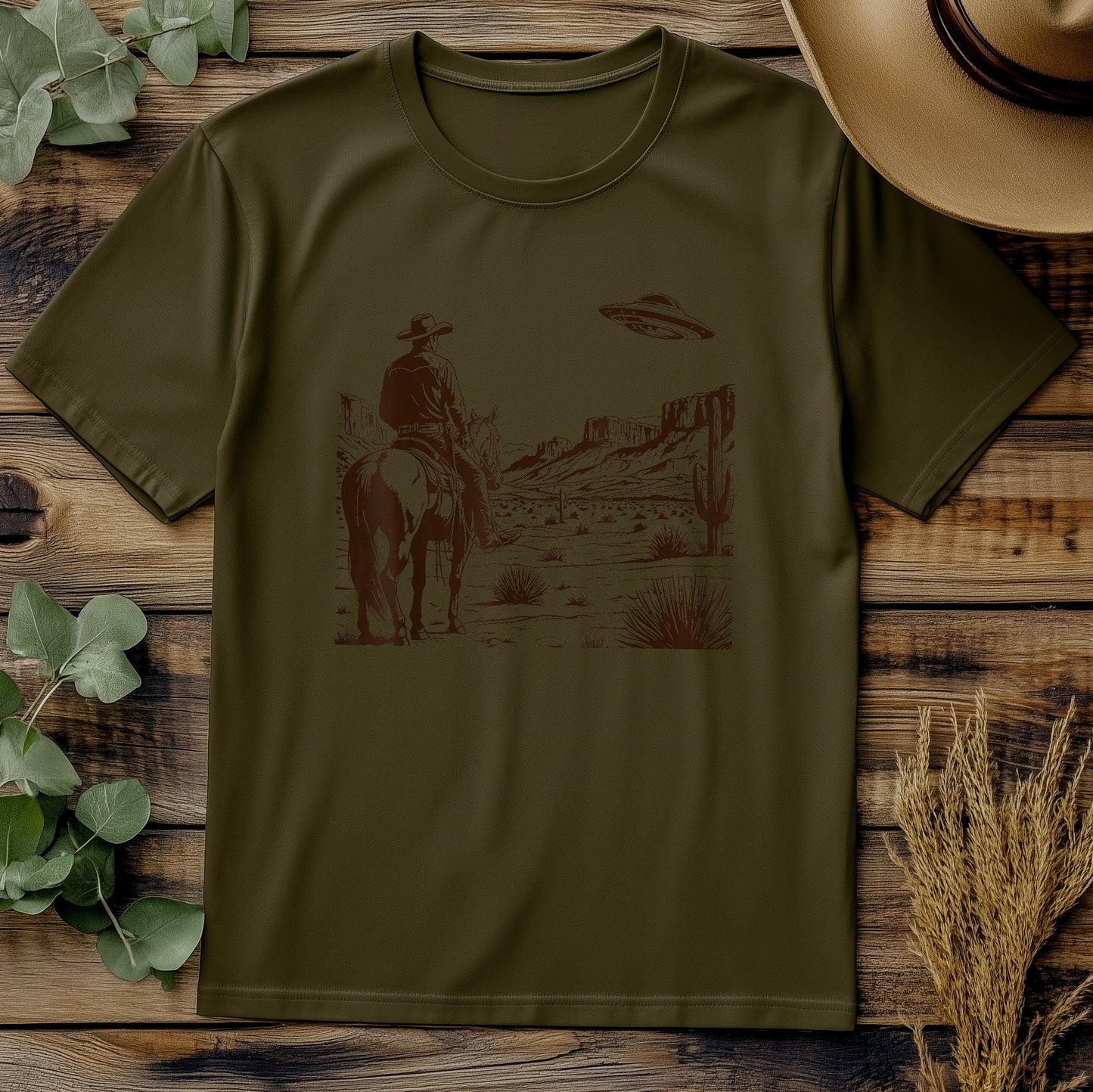 UFO Western T-Shirt - Alien Cowboy
