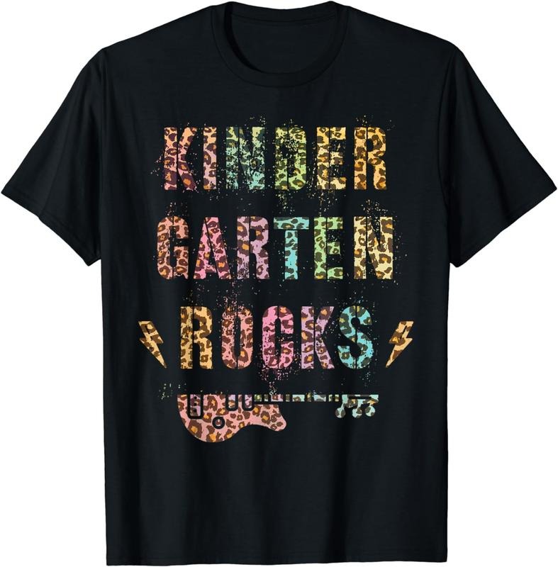 [100% Cotton] KINDERGARTEN ROCKS Reading Teacher Star Crew Kinder Vibes T-Shirt