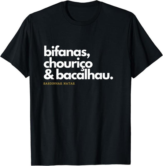 [100% Cotton] Portugal Food Shirt, Bifanas, Chourico, Bacalhau, Portuguese T-Shirt