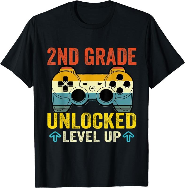 [100% Cotton]2nd Grade Unlocked Level Up Video Gamer Back To School T-Shirt
