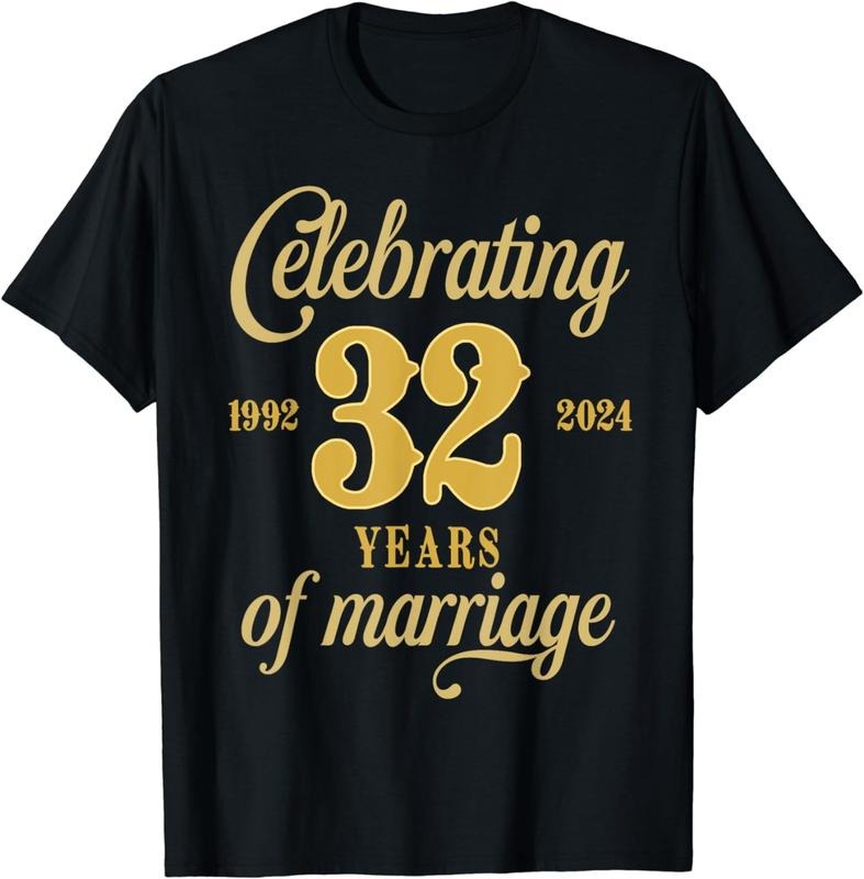 [100% Cotton]32 Years of Marriage 1992 Couple 32nd Wedding Anniversary T-Shirt