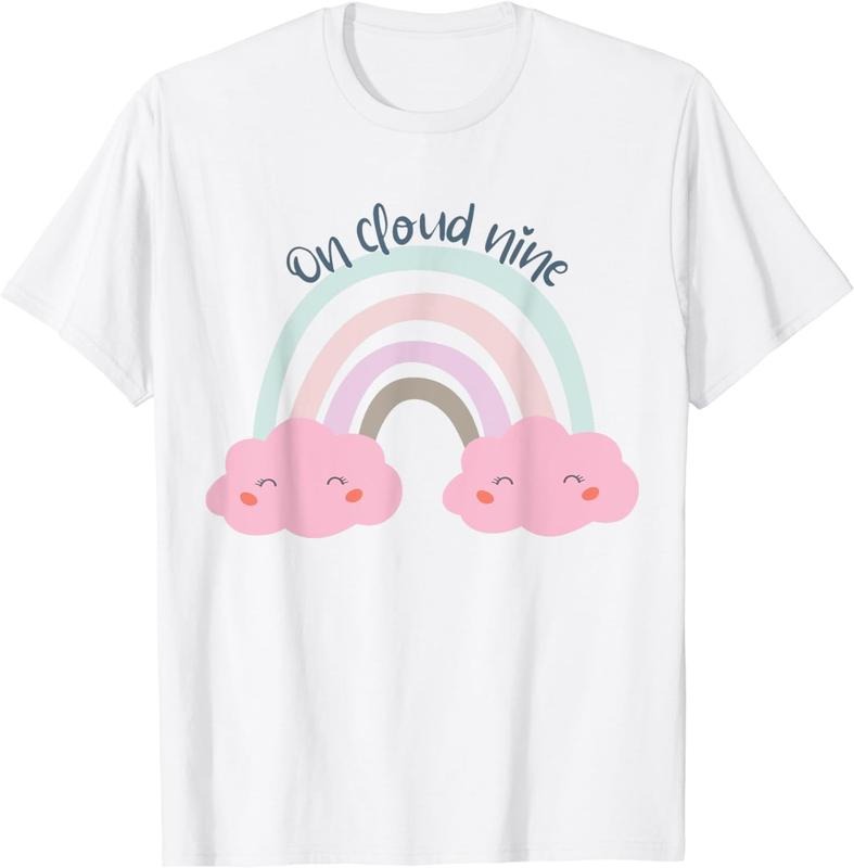 [100% Cotton]9th Birthday Girl Rainbow On Cloud Nine T-Shirt