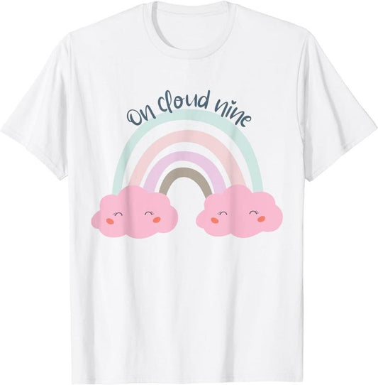 [100% Cotton]9th Birthday Girl Rainbow On Cloud Nine T-Shirt