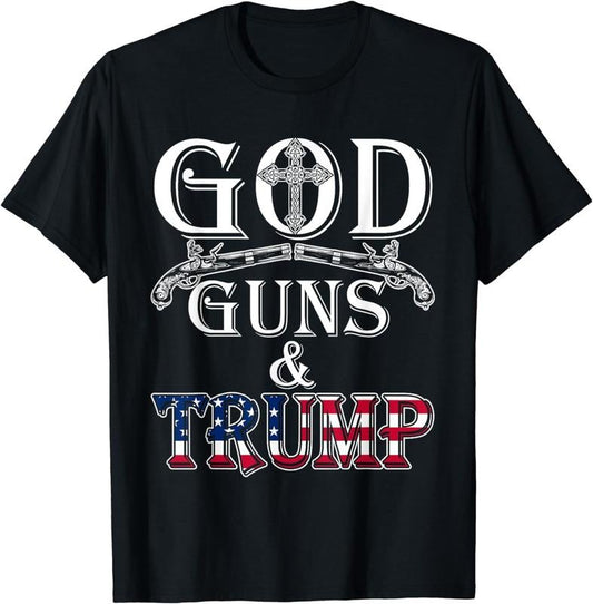 [100% Cotton]God Guns And DonaldShirt 2nd Amendment T Shirt Donald45