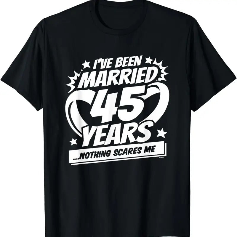 [100% Cotton]Married 45 Years - Married Couple - 45th Wedding Anniversary T-Shirt