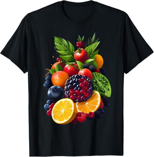 [100% Cotton]Mix Fruit Orange grapes kiwi strawberry Blueberry T-Shirt