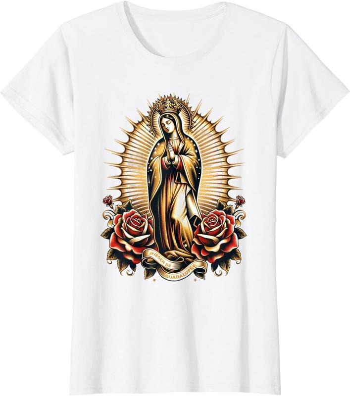 [100% Cotton]Our Lady Virgen De Guadalupe Virgin Mary Catholic Saint Art T-Shirt