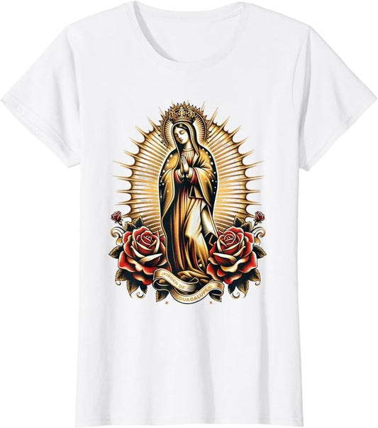 [100% Cotton]Our Lady Virgen De Guadalupe Virgin Mary Catholic Saint Art T-Shirt