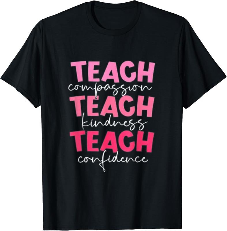 100% Cotton Teach Compassion Kindness Confidence School Checklist T-Shirt