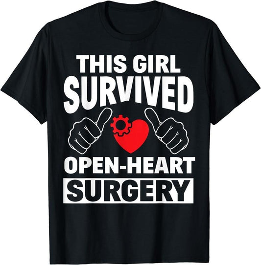 [100% Cotton]This Girl Survived Open Heart Surgery Get Well Women Gift T-Shirt