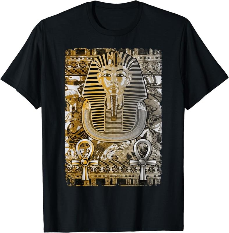 [100% Cotton]Tutankhamun Ancient Egypt Pharoah King Ankh T-Shirt