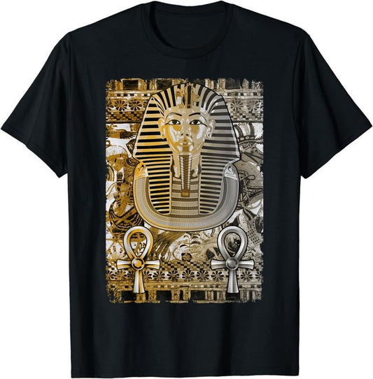 [100% Cotton]Tutankhamun Ancient Egypt Pharoah King Ankh T-Shirt