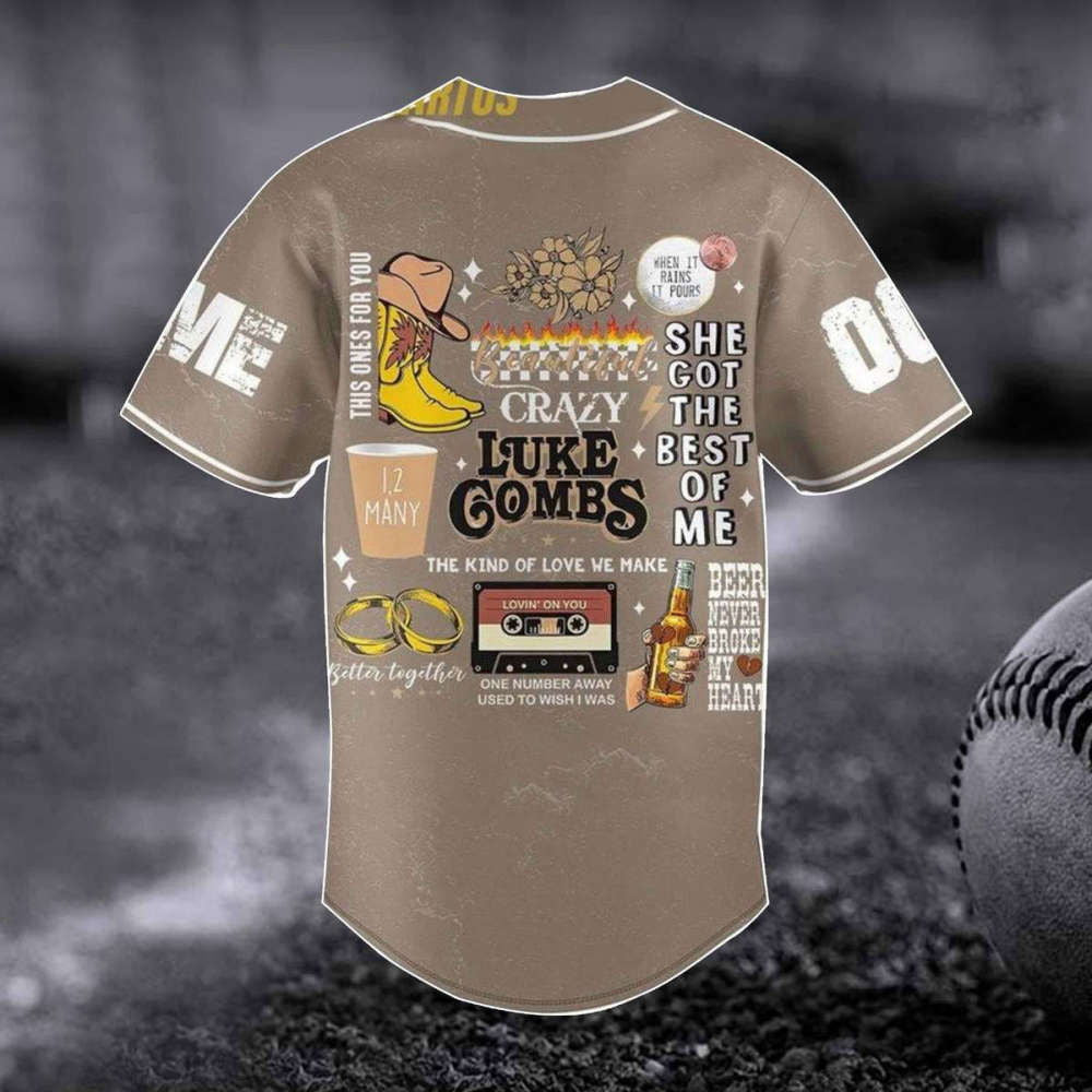 Luke Combs 2023 World Tour Baseball Jersey: Bullhead Design Country Music Concert Shirt Western Merch & Fan Gift - Aopprinter