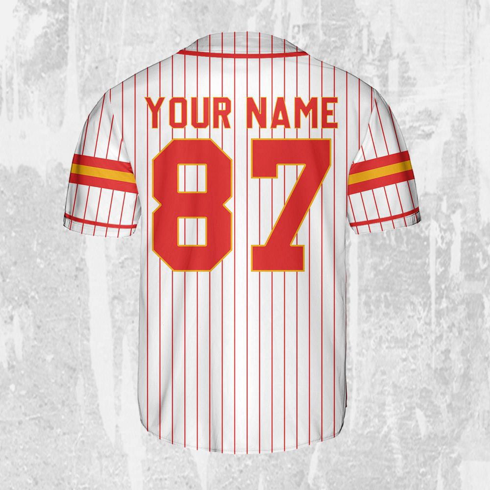 Personalize Travis Kelce Baseball Jersey Red And White Jersey - lylyprint.com