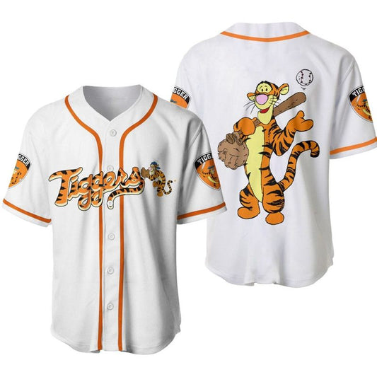 Tigger Winnie The Pooh Baseball Player Disney Cartoon Graphics All Over Print 3D Unisex Baseball Jersey - Bafud