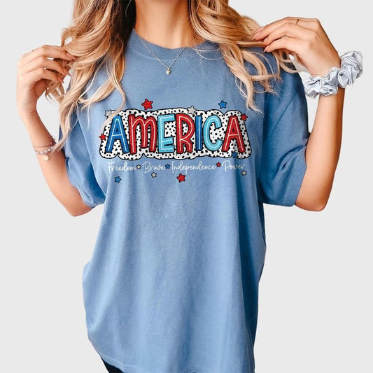 1776 America 4th of July Shirt, Comfort Shirt for Women, America Dalmatian, 1776 Shirt, Independence Day Gift, Brave Indepence Power, Independence Shirt for Her, American Flag Tee, Women 4th of July, Fourth of July Shirt T-Shirt, July 4th Shirt, Women Top