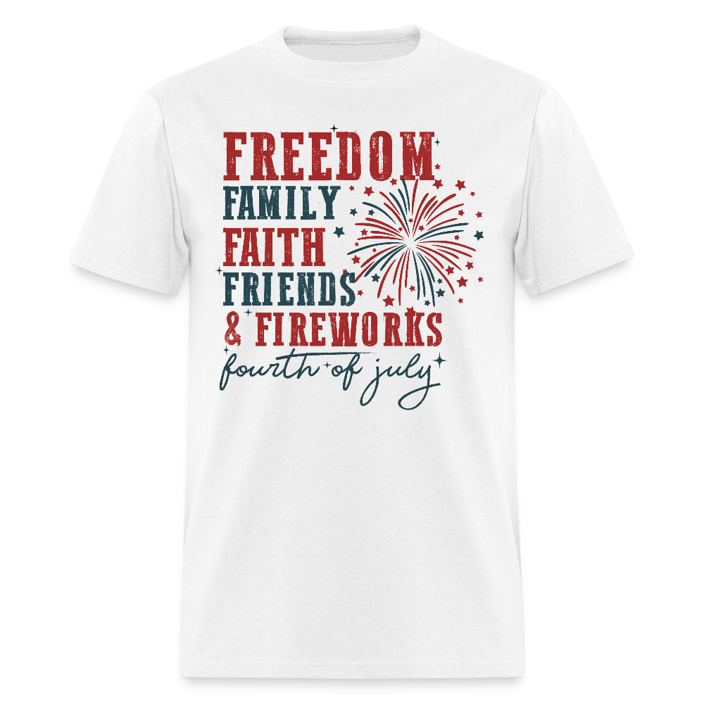 Freedom Family Faith Friends & Fireworks T Shirt