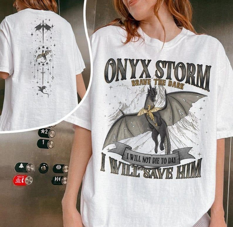 2 Slides, Fourth Wing Series T-Shirt , Onyx Storm, Dragon Rider, Bookish Tee Gift For Book Lover, Violet Sorrengail , Fantasy book Acotar Womenswear