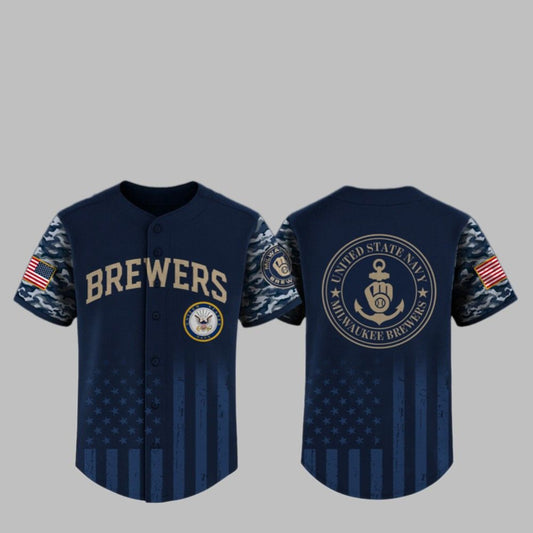 2025 Brewers US Navy Appreciation Night Jersey - Grishko.com