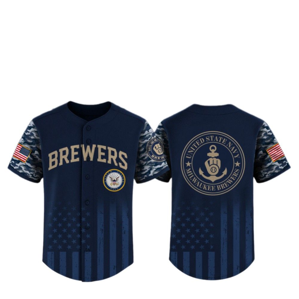 2025 Brewers US Navy Appreciation Night Jersey - Grishko.com