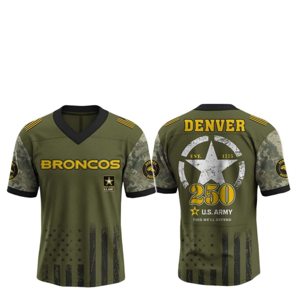 2025 Broncos 250th Anniversary US Army Jersey - Grishko.com
