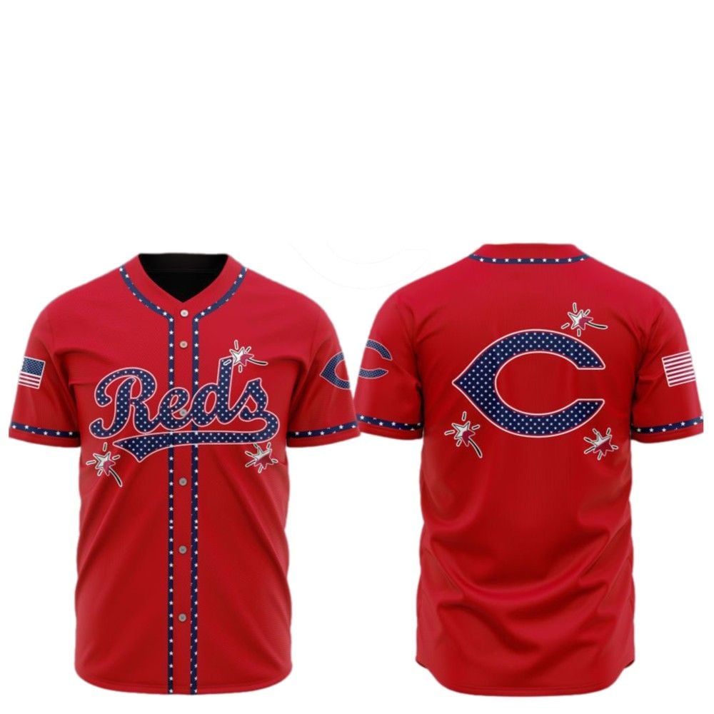 2025 Cincinnati Reds Happy Independence Day Baseball Jersey - Grishko.com