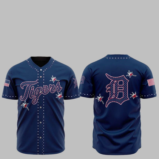 2025 Detroit Tigers Happy Independence Day Baseball Jersey - Grishko.com