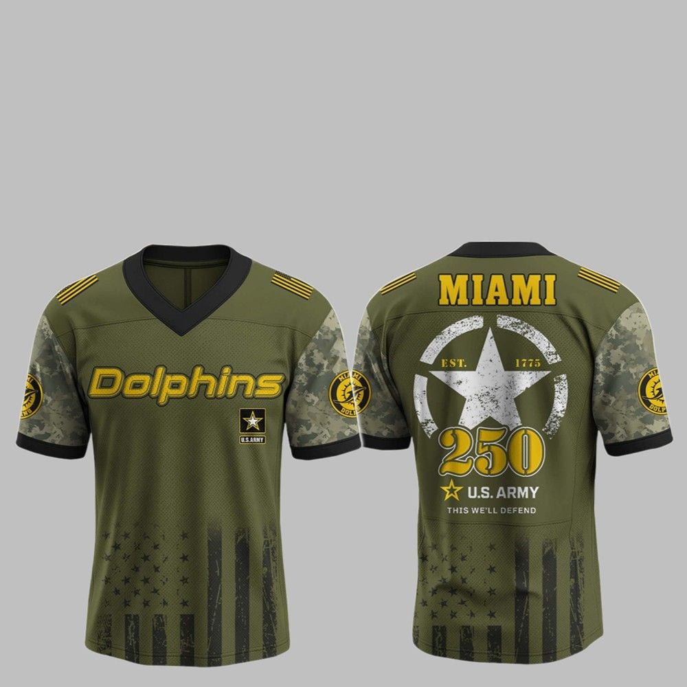 2025 Dolphins 250th Anniversary US Army Jersey - Grishko.com