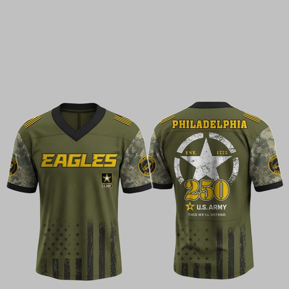 2025 Eagles 250th Anniversary US Army Jersey - Grishko.com