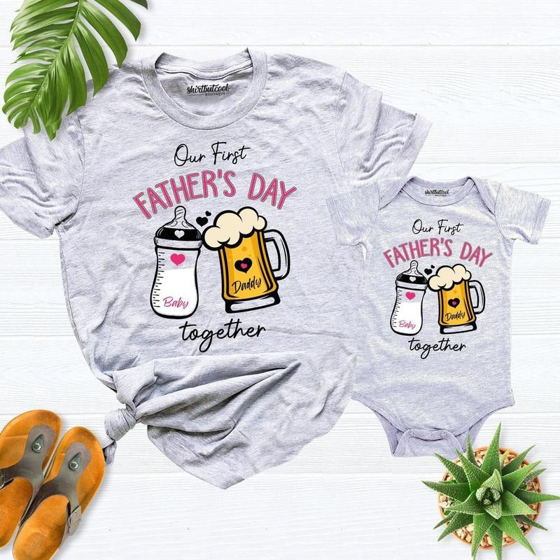 2025 Fathers Day Shirt, Our First Fathers Day Shirt, Gift For Husband, New Daddy Tees, First Fathers Day Matching Outfit