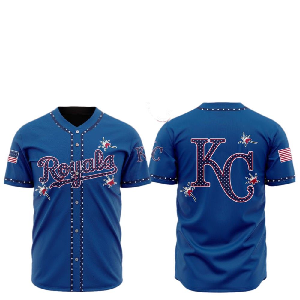 2025 KC Royals Happy Independence Day Baseball Jersey - Grishko.com