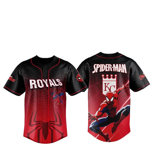 2025 KC Royals Spider Man Night Baseball Jersey - Grishko.com