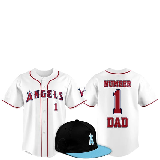 2025 LA Angels Father Day Number 1 Dad Baseball Jersey - Grishko.com