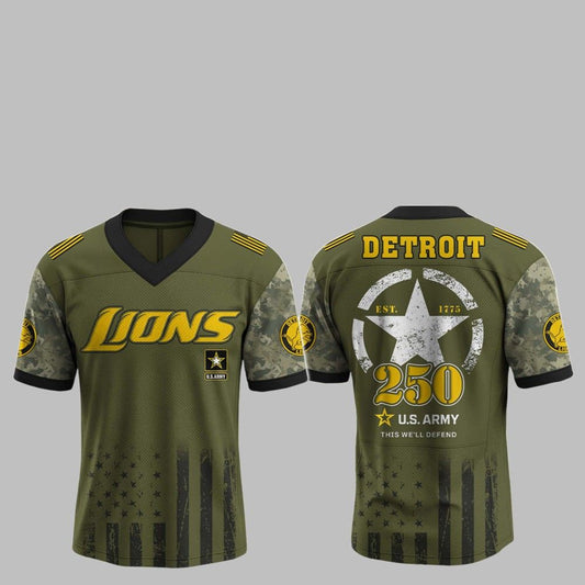 2025 Lions 250th Anniversary US Army Jersey - Grishko.com