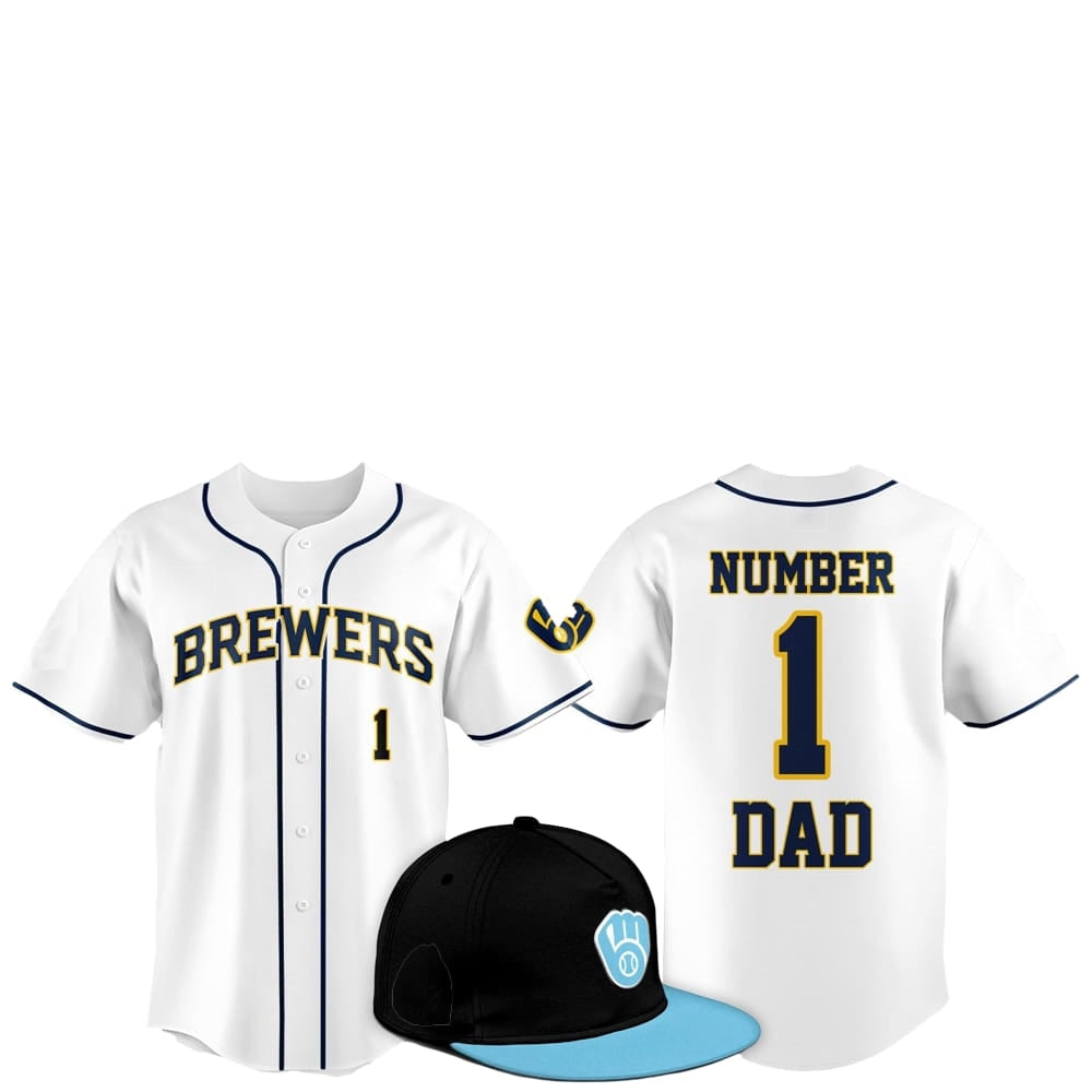 2025 Milwaukee Brewers Father Day Number 1 Dad Baseball Jersey - Grishko.com