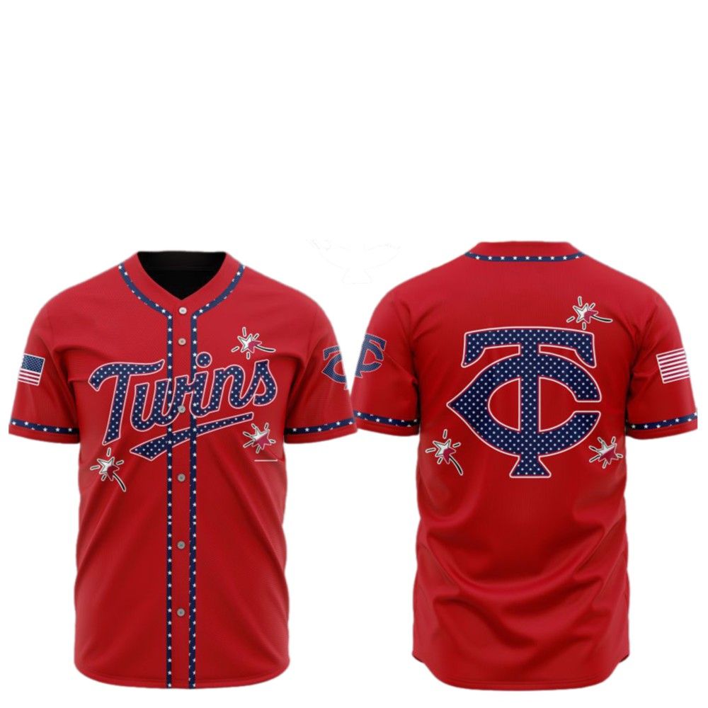 2025 Minnesota Twins Happy Independence Day Baseball Jersey - Grishko.com